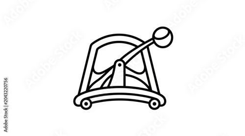 Quadro su tela Retro Catapult Icon Line Art