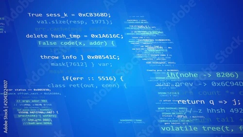 Digital data moving on background. Cyber security binary code animation. Abstract computer programming stream. Loop