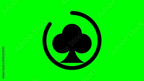 Club Suit Symbol Icon Animation on Green Screen Background