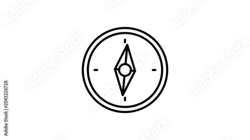 Compass Navigation Icon Animation on Light Background