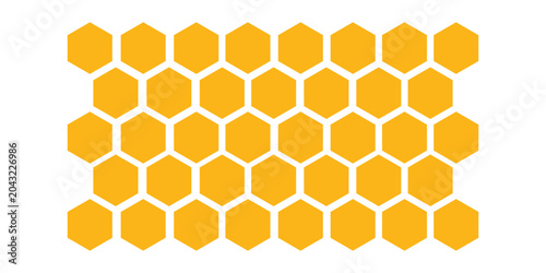 Abstract pattern seamless yellow hexagon honeycombs on a white background. Honey comb background pattern symbol vector design