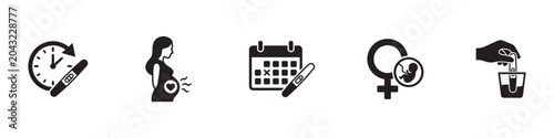 Canvastavla Pregnancy test, ovulation tracking and female fertility icon set