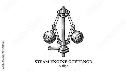 Fotografie Vintage Steam Engine Governor Mechanism, Historical Invention, Industrial Revolu