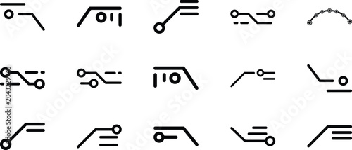 Foto Diagram arrow connectors silhouette set isolated vector icons for flowcharts pro