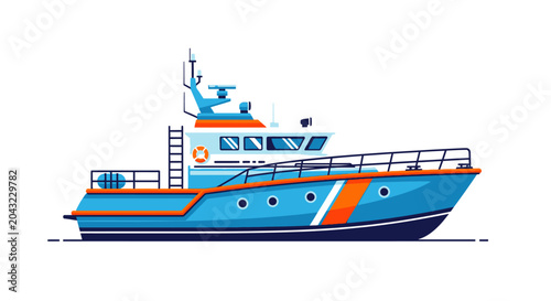 Фотография Modern patrol boat illustration on white background