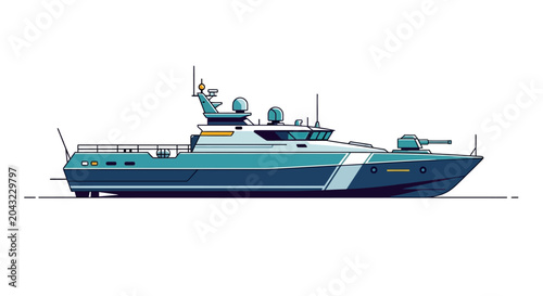 Foto Modern military patrol boat vector illustration isolated on white background