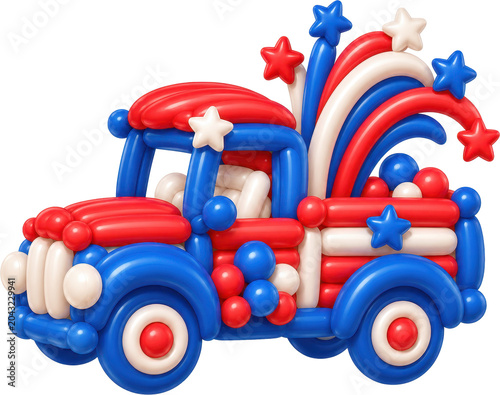 Red and white striped balloon design representing patriotic holiday themes