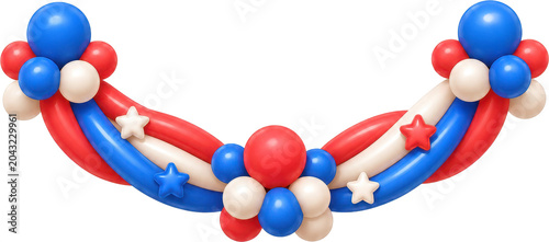 Vibrant red and blue balloons tied together or a patriotic theme