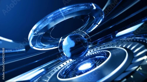 Breaking news broadcast loop background with spinning 3d digital earth globe and world map.