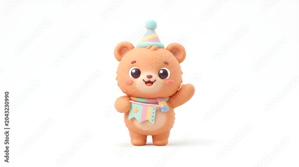 Obraz premium Cute Cartoon Teddy Bear in Medical Nurse Outfit Against White Background