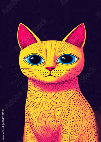 Neon Gaze – Psychedelic Yellow Cat