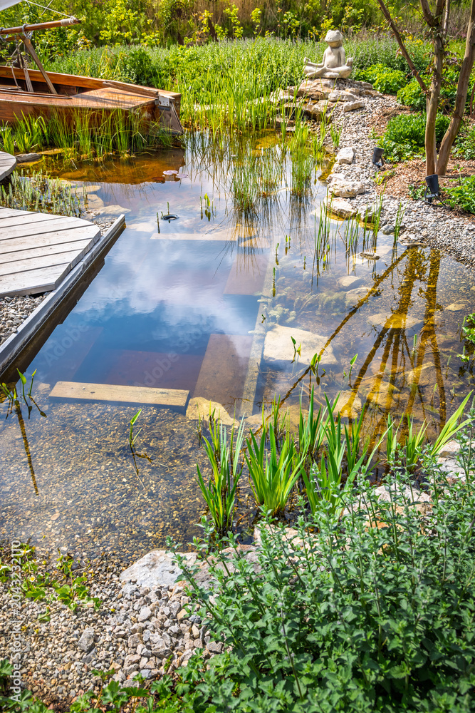 Fototapeta premium Beautiful classical garden fish pond for your backyard or patio