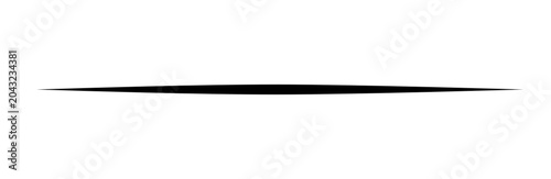 Solid Black Tapered Horizontal Line Divider Isolated on Transparent Background