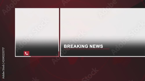 Two unequal green screen windows mock up on abstract red and corporate background, multi screen template for video presentation broadcasting