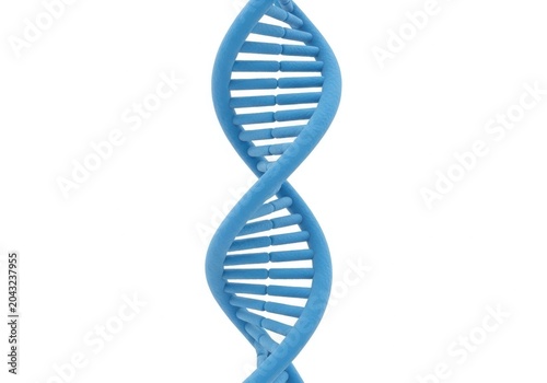 Blue 3d dna double helix structure illustration isolated on white background