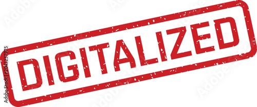 Obraz na plátně Digitized rubber stamp graphic red ink impression for digital transformation con