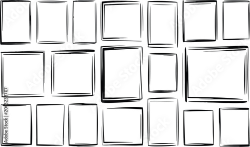 Schilderij op canvas black hand drawn square borders bundle rough ink rectangle frames collection min