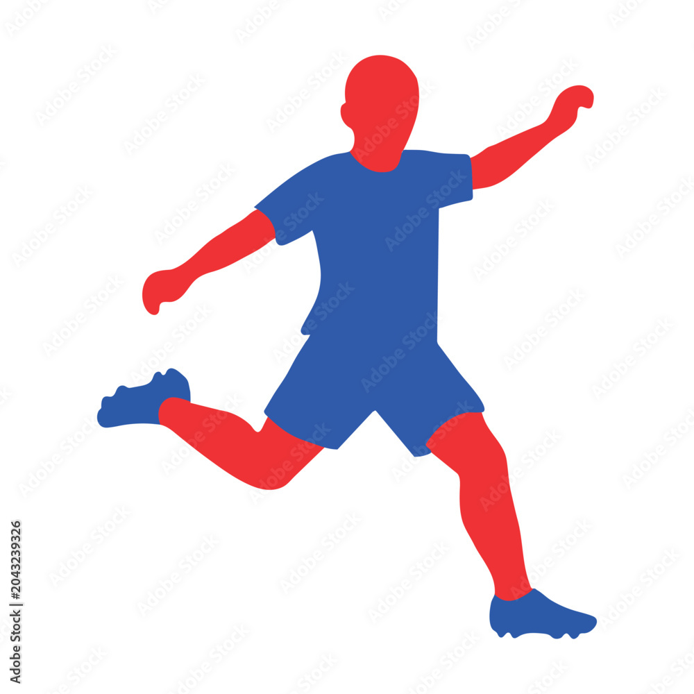 Obraz premium Silhouette of a soccer player running and kicking a ball