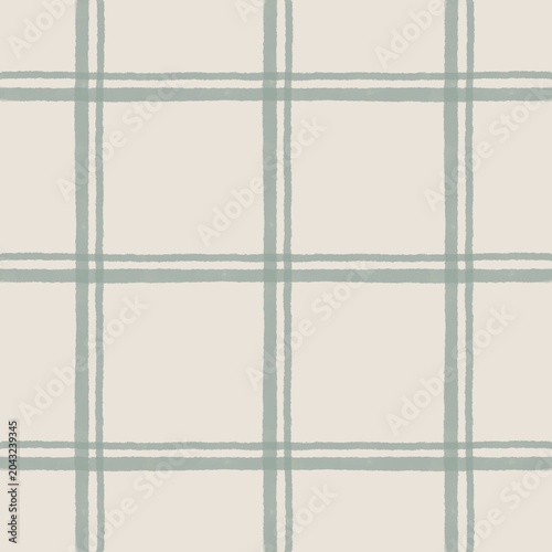 Obraz na płótnie Painterly Sage Green Windowpane Grid Seamless Pattern