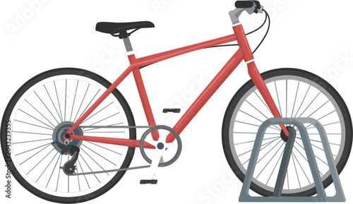 Red Bicycle with Bike Rack Vector Illustration