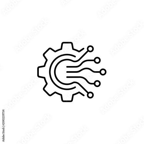 Gear with circuit lines icon, technology development symbol, engineering and innovation sign, vector illustration