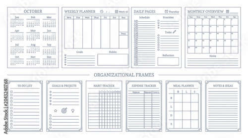 Photos Planner Pages Template: Calendar, Weekly, Daily, Monthly, To-Do List, Goals, Hab