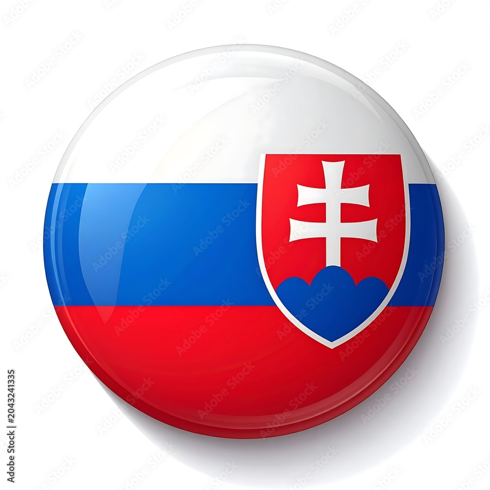 Fototapeta premium Slovakia flag badge button with white cross emblem