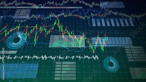 Stock market and financial data charts scrolling background