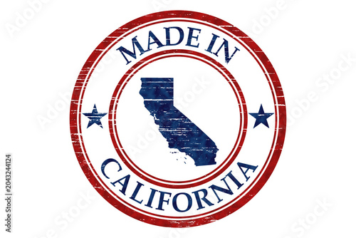 Distressed Made in California stamp isolated on white