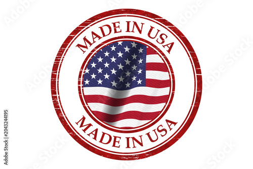 Distressed Made in USA flag stamp isolated on white