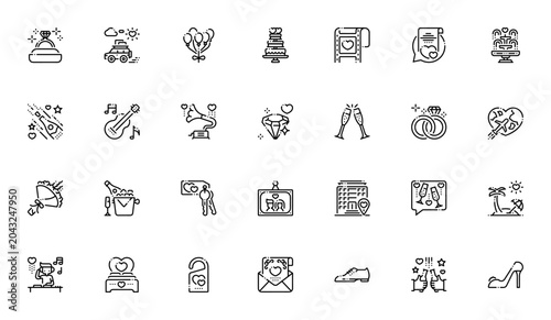 Cuadro en lienzo Wedding icon set