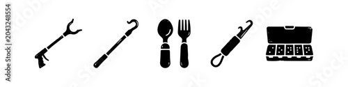Konstfotografi Daily Living Items Distressed Vector Icons