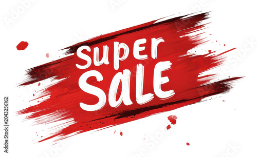 Super sale sign with red background showing special discount offer for customers today