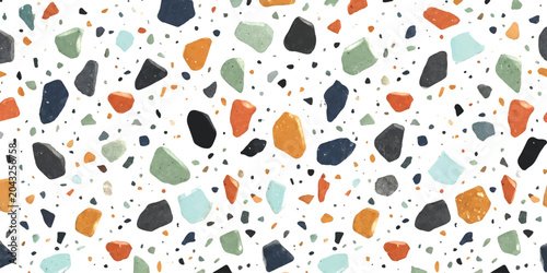 Cuadro en lienzo Colorful terrazzo stone pattern with abstract geometric shapes and pebbles textu