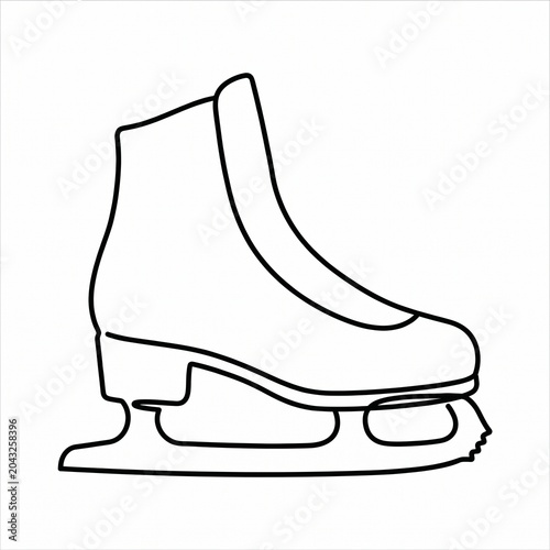 Black outline of a figure ice skate figure skate, vector isolated on white