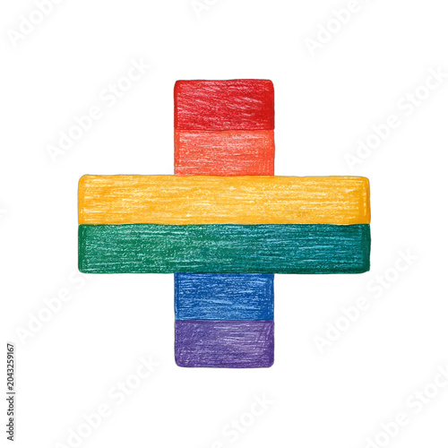 Rainbow Plus Sign Drawing Symbolizing Diversity and Inclusion
