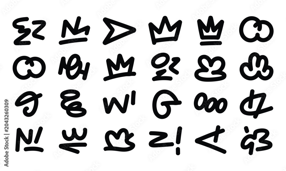 Fototapeta premium Assortment of graffiti-inspired doodle and symbols