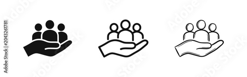 Fotografie Hand Holding Group of People Community Icon Set