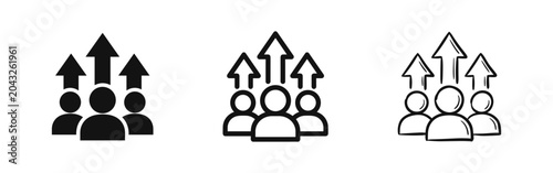 Foto People with Upward Arrows Icon Set - Business Growth and Leadership Achievement