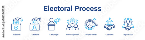 Photography Electoral Process web banner icon vector illustration concept for government with icon of Election, Electoral, Campaign, Public Opinion, Proportional