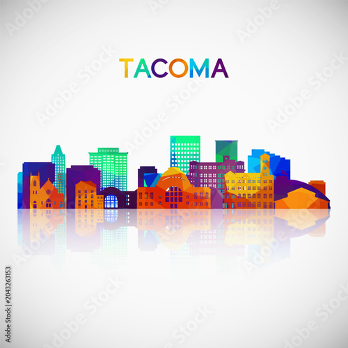 Tacoma, WA skyline silhouette in colorful geometric style. Symbol for your design. Vector illustration.
