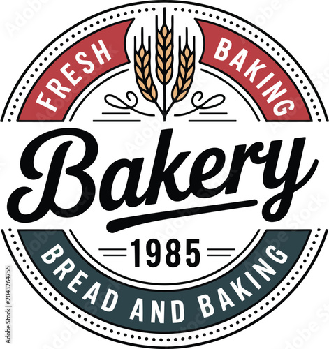 Bakery logo design with wheat and bread symbols for bread and baking business