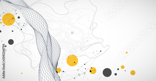 The abstract wave is made in a frame style. Template for science and technology presentation. Vector art.