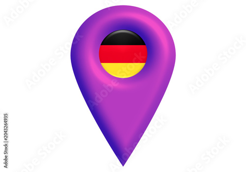 Fényképezés Germany Location Map Pin Flag Icon