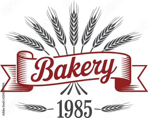 Vintage Bakery Emblem with Wheat Ears and Established Year Retro Design