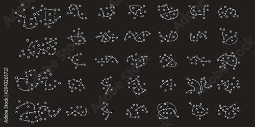 Schilderij op canvas Tactical board elements with sports strategy arrows and player symbols for socce