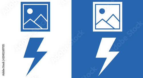 Image and thunder weather sign icon set