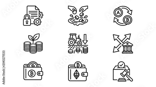 Financial and business icons set for modern design.