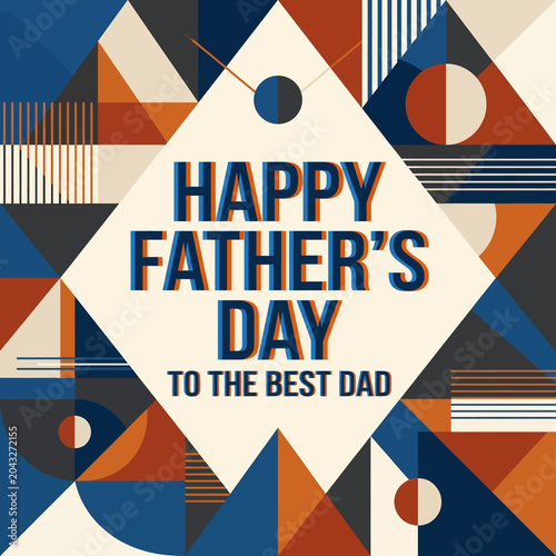 Happy Fathers Day Greeting Card Design with Abstract Patterns.