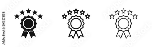 Fotografía Quality award ribbon with five stars achievement icon set